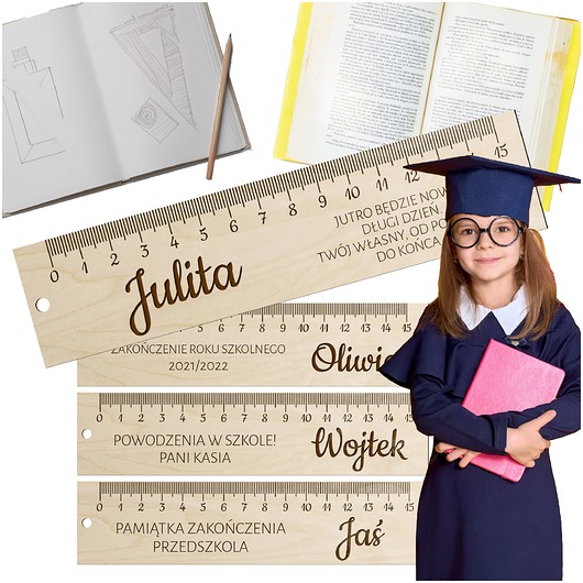 akcesoria dziecięce - różne Linijka na zakończenie roku Przedszkola z IMIENIEM Prezent WZÓR DO WYBORU