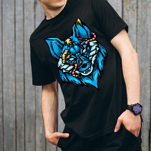 t-shirty męskie Koszulka  czarna z nadrukiem Blue fox