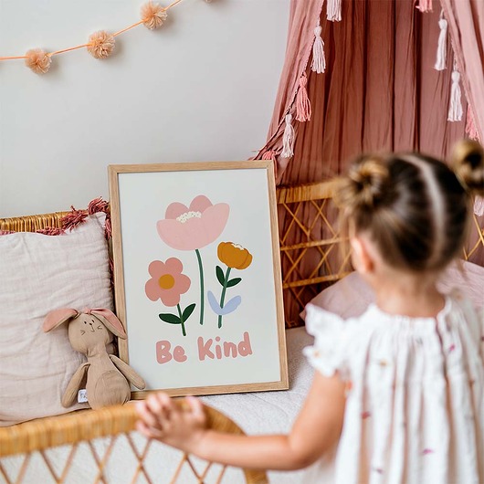 obrazy i plakaty do pokoju dziecięcego Plakat Kwiatki Be Kind  - Plakaty Na Ścianę Dla Dzieci