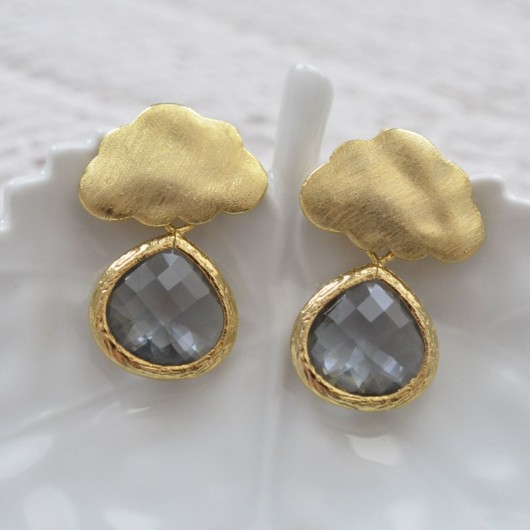 gold cloud & gray raindrops Made by Magda
