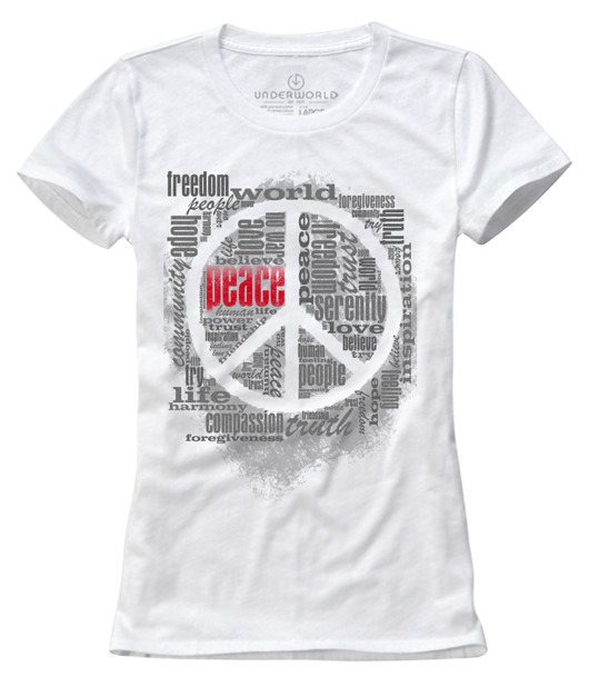 t-shirt damskie T-shirt damski UNDERWORLD Peace biały