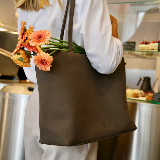 torby na ramię Wegańska Torba Shopper - Dark Brown Nubuck