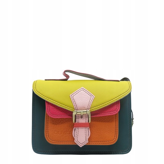 torby na ramię Torebka damska skórzana listonoszka kolorowa rączka regulowany pasek OLIVKA