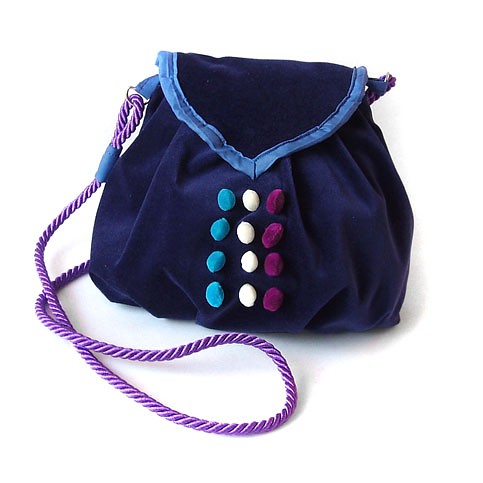 torebka midi slim - pompony w granacie - elfagado