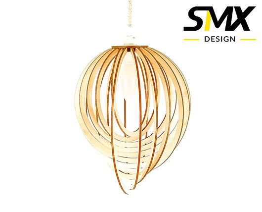 Lampa SPIRALNA drewniana sufitowa do KUCHNI LED smxdsgn