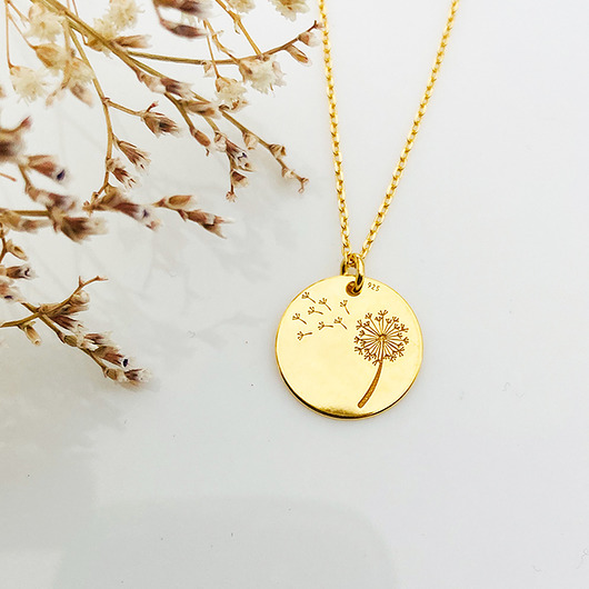 złote naszyjniki Naszyjnik z dmuchawcem, złoty dmuchawiec