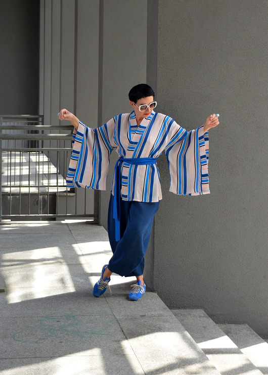 bluzki kimonowe damskie New jedwabne Kimono paski