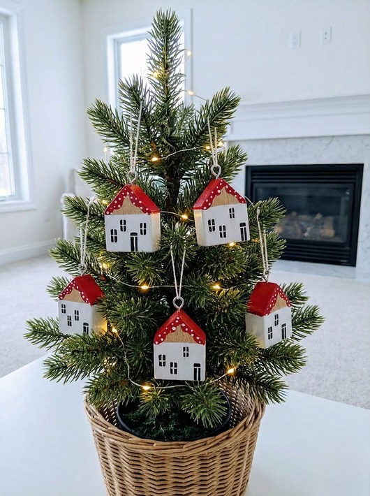 ozdoby choinkowe Zestaw domków bombek