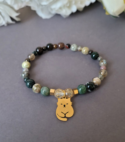 bransoletki z kamieni naturalnych Bogactwo- bransoletka z kotem