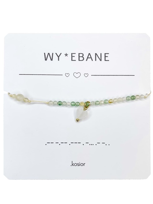 bransoletki na sznurku Bransoletka z alfabetem Morse Cytryn Awenturyn zielony, Kryształ górski