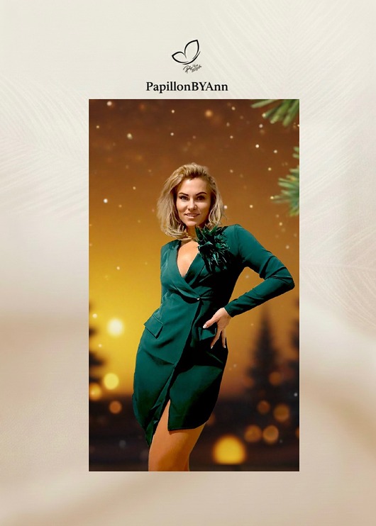 broszki Broszka z piór kolor butelkowa zieleń