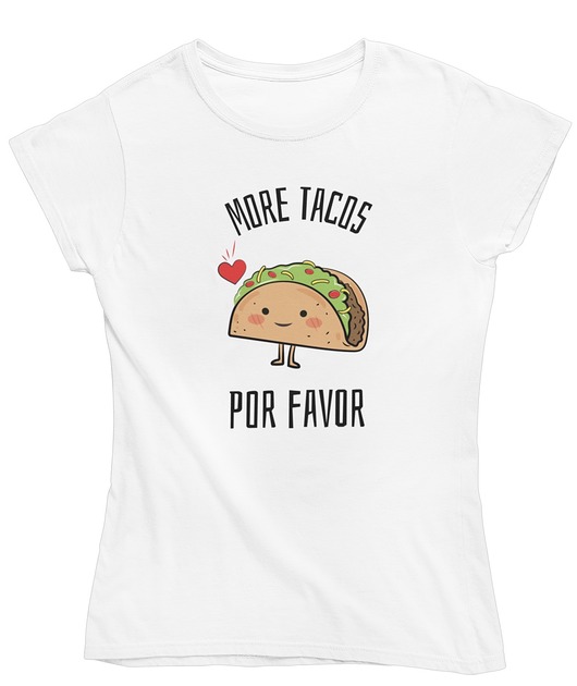 t-shirt damskie koszulka z napisem more tacos por favor
