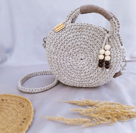 Big Round Crochet Bag - latte Damariz