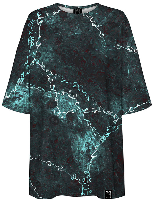 t-shirt damskie DR.CROW T-shirt Damski Oversize Marble Turquoise
