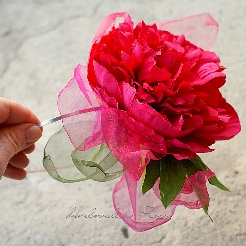 PINK PEONY opaska na włosy FloraArt