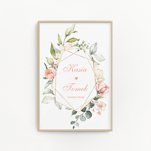 Plakat Ślubny Róże Romantyczny Personalizacja Retro Feelings