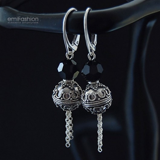 kryształ Swarovski Jet w pięknym srebrze MAREMI Jewelry