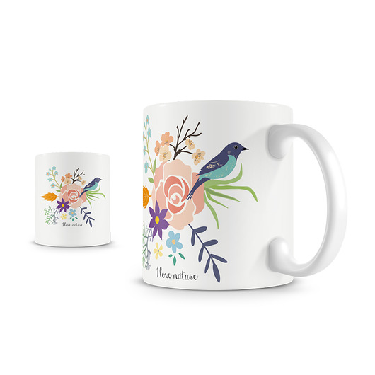 kubki Kubek. kwiaty i ptaki