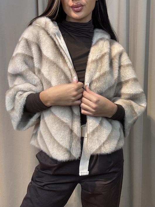 kurtki damskie Futro rękaw 3/4