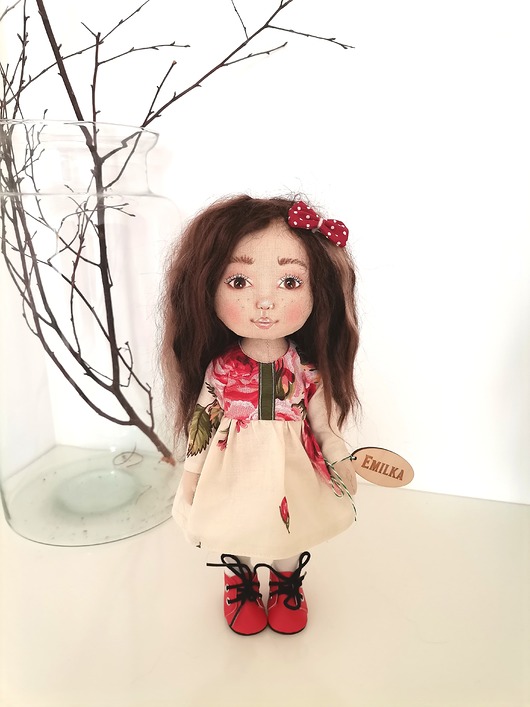 lalki Lalka handmade 32cm malowana włosy runo kozie