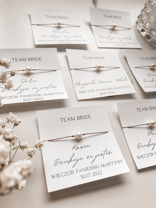 bransoletki z kamieni naturalnych Bransoletki Team Bride perła prezent wieczór panieński