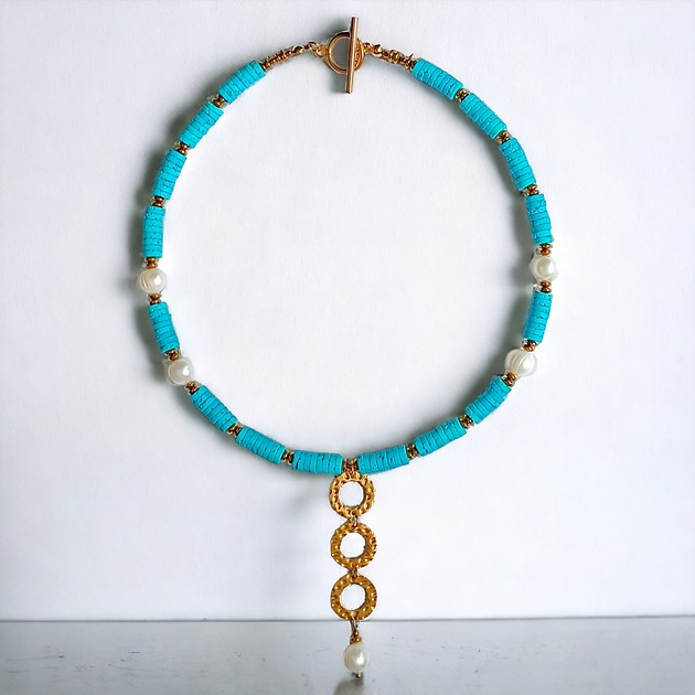kolie Naszyjnik : kolekcja summer ocean : PERŁY & LAWA turkusowa II