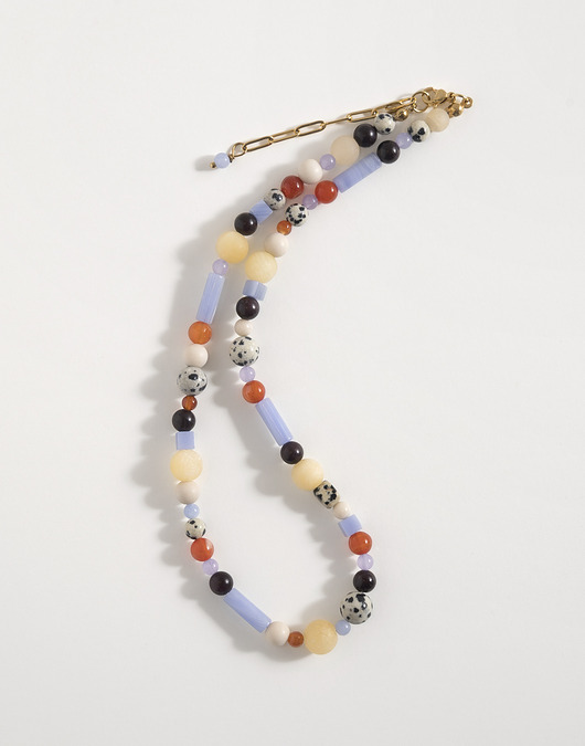 kolie Niebiesko-pomarańczowy naszyjnik z kamieni naturalnych