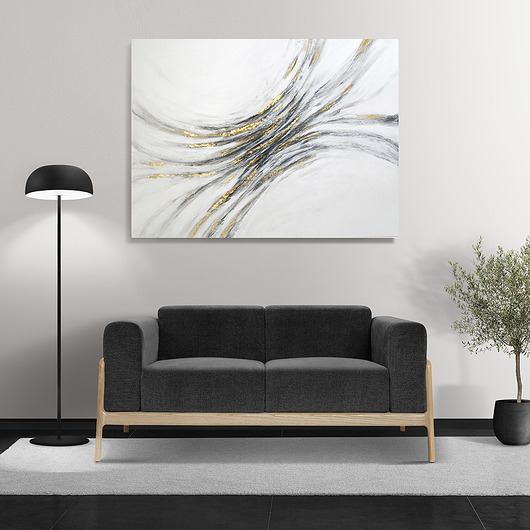 obrazy Awangardowy obraz na płótnie GRAY GOLDEN FLOW NO.2 80x110 cm