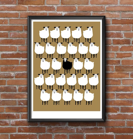 Plakat czarna owca Cytryna design