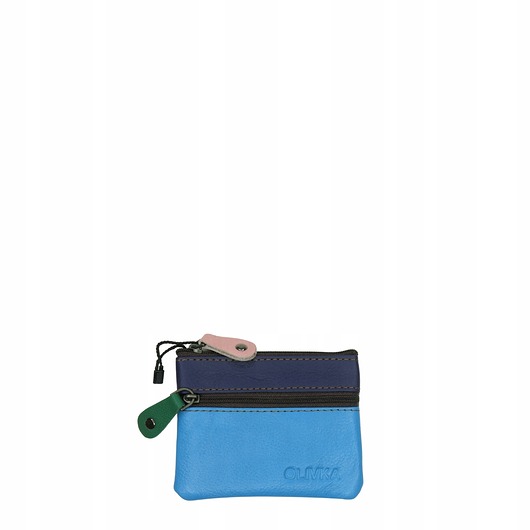 portfele damskie Saszetka skórzana skóra naturalna na klucze bilon poręczna OLIVKA