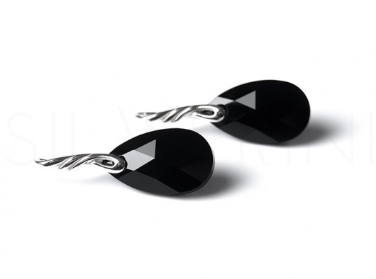 Kolczyki kryształ SWAROVSKI Almond Jet silverine