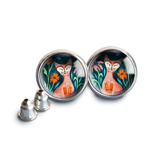 ORANGE CAT kolczyki wkrętki muamua design