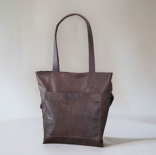 torby na ramię Shopper Bag, Boho. Duża skórzana torba na ramię, brązowa shopperka od UNIQUE
