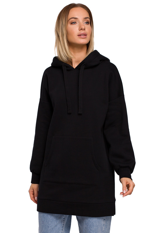 Dluga bluza oversize-czarna(M-534) MOE