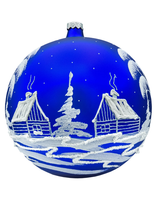 bombki Bombka okrągła duża: Granatowa zimowa wioska