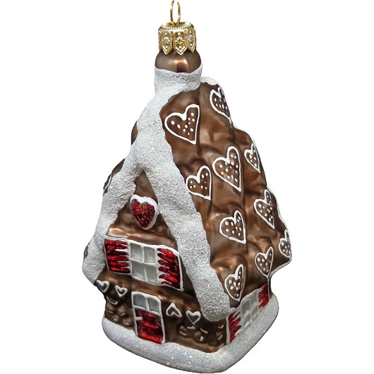 bombki Szklana Bombka Ręcznie Malowana Zimowy Domek z Brązowym dachem