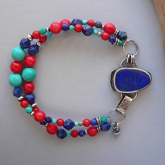 bransoletki srebrne - lapis lazuli i goście -bransoletka