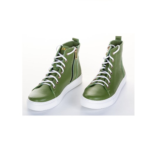 sneakersy damskie Sneakersy skórzane suwak + sznurówki (7049)