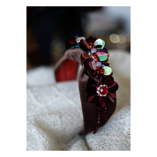 opaski do włosów Brązowa opaska z aplikacjami