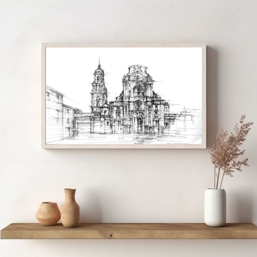 grafiki i ilustracje WYPRZEDAŻ RYSUNKÓW! Rysunek Katedra Santa Maria w Murcji 35x50 cm Pióro