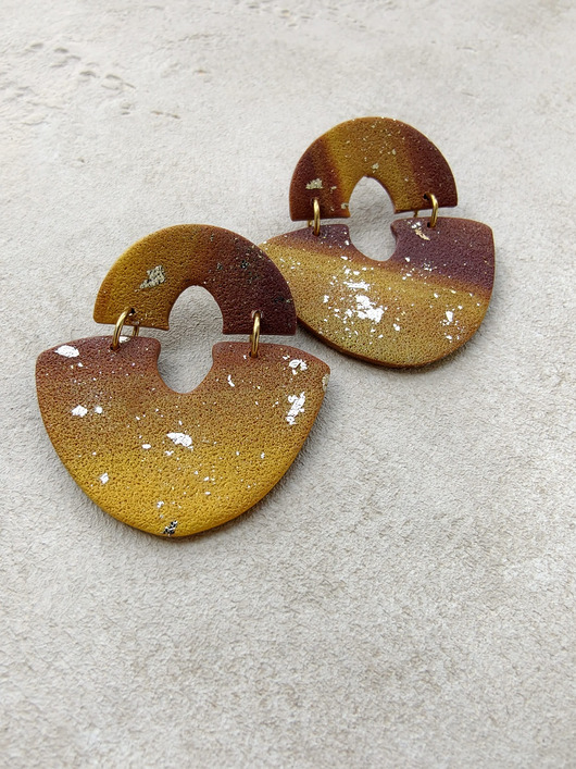 kolczyki z masy plastycznej Duże geometryczne kolczyki OMBRE