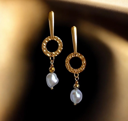 kolczyki pozłacane LUX. Srebrne perły - unikatowe kolczyki