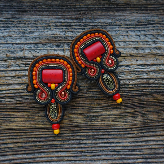 kolczyki soutache Autumn Garden - etniczne kolczyki soutache
