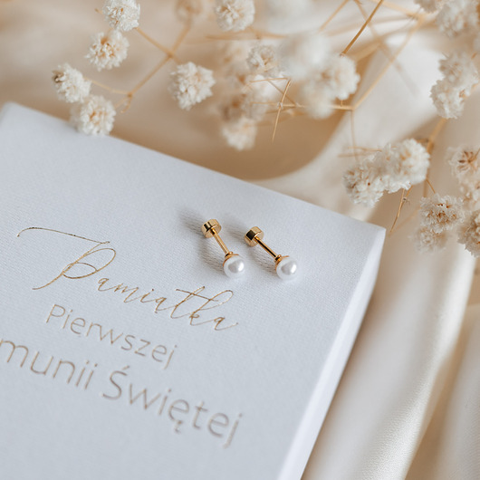 komunia - pozostałe Delikatne kolczyki z perełką