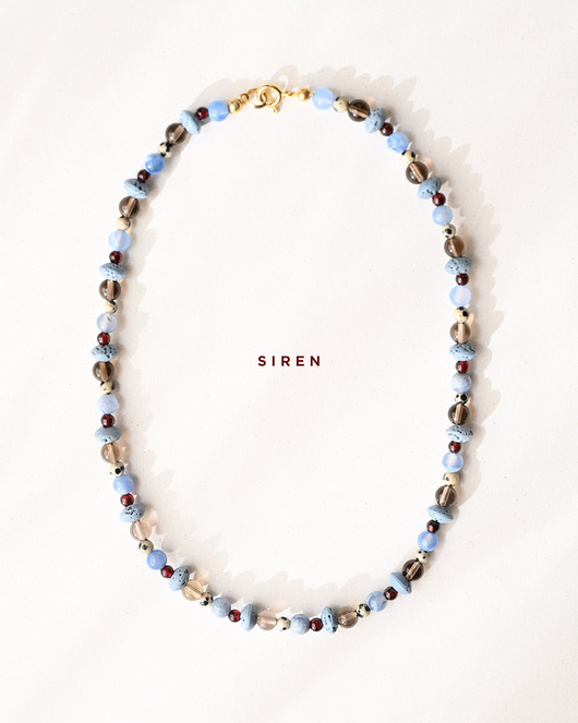 chokery SIREN Naszyjnik RHEI z kamieni naturalnych Chocker Niebieski Burgundowy