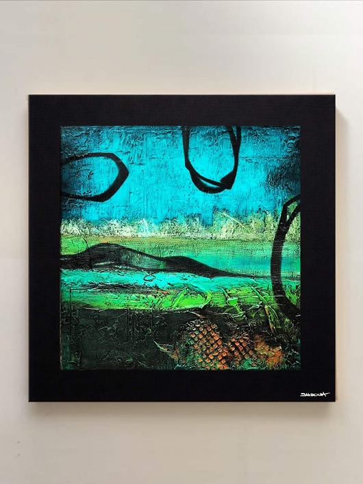 obrazy ZAKROCKA Duży obraz 120x120cm strukturalny z czranym obramowaniem