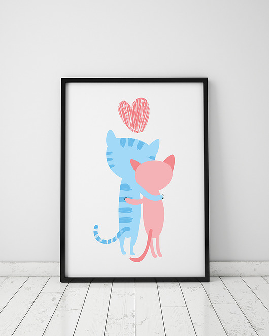 plakat. zakochane kotki (format A3) Love Life and Forest