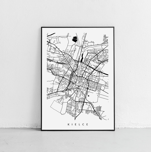 plakaty Mapa Kielc - grafika z planem miasta - Kielce