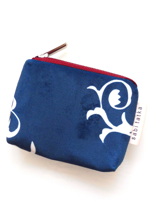 portfele damskie Portfel card holder z weluru Granatowy