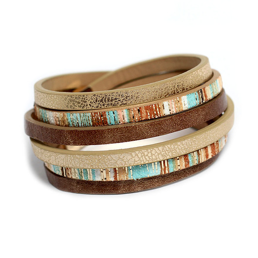 Bransoletka rzemienie Fun beżowo-złota Kociokwik Jewelry